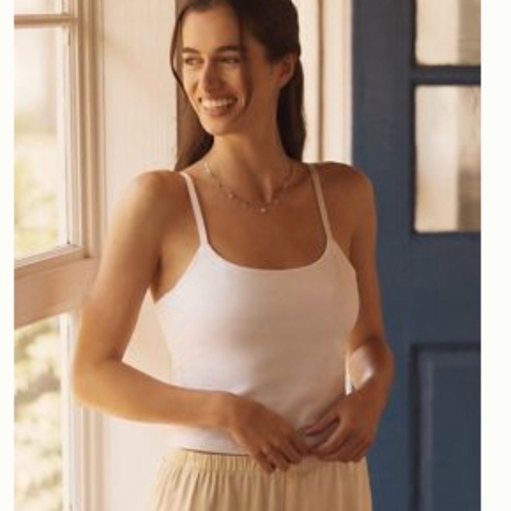 NWT Anthropologie The LyreBird CottonCloud Crop Tank Top Built in Bra Sz Large